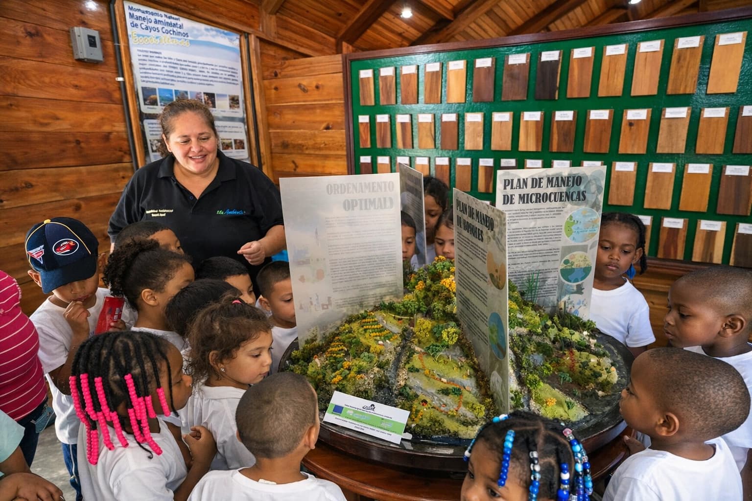 Grupo de estudiantes recibiendo educación ambiental en el Jardín Botánico de CREDIA